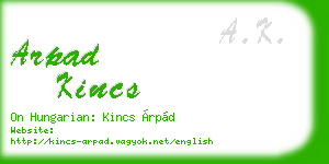 arpad kincs business card