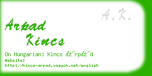 arpad kincs business card